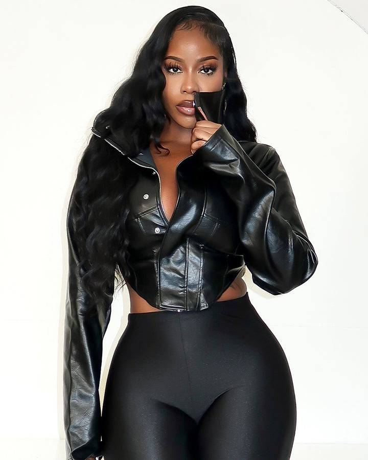 Mila Cropped Jacket - Black