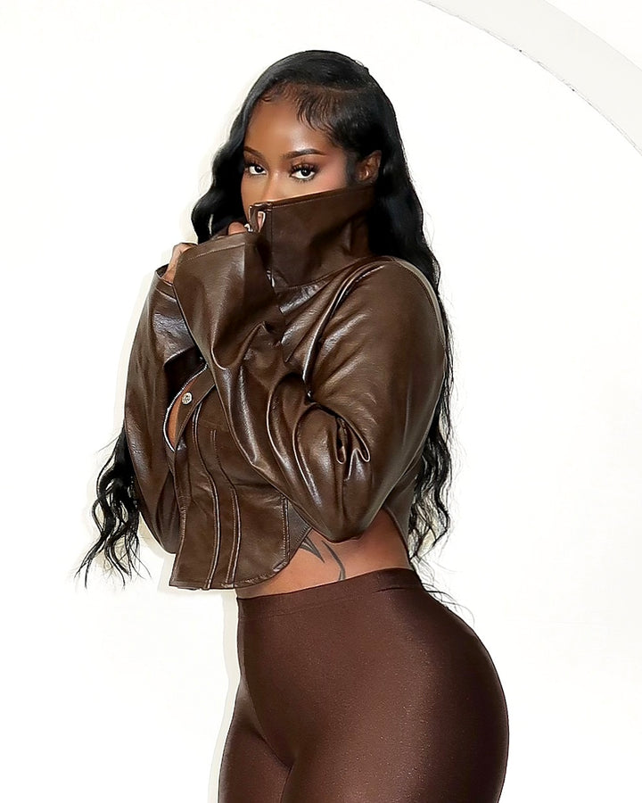 Mila Cropped Jacket - Brown